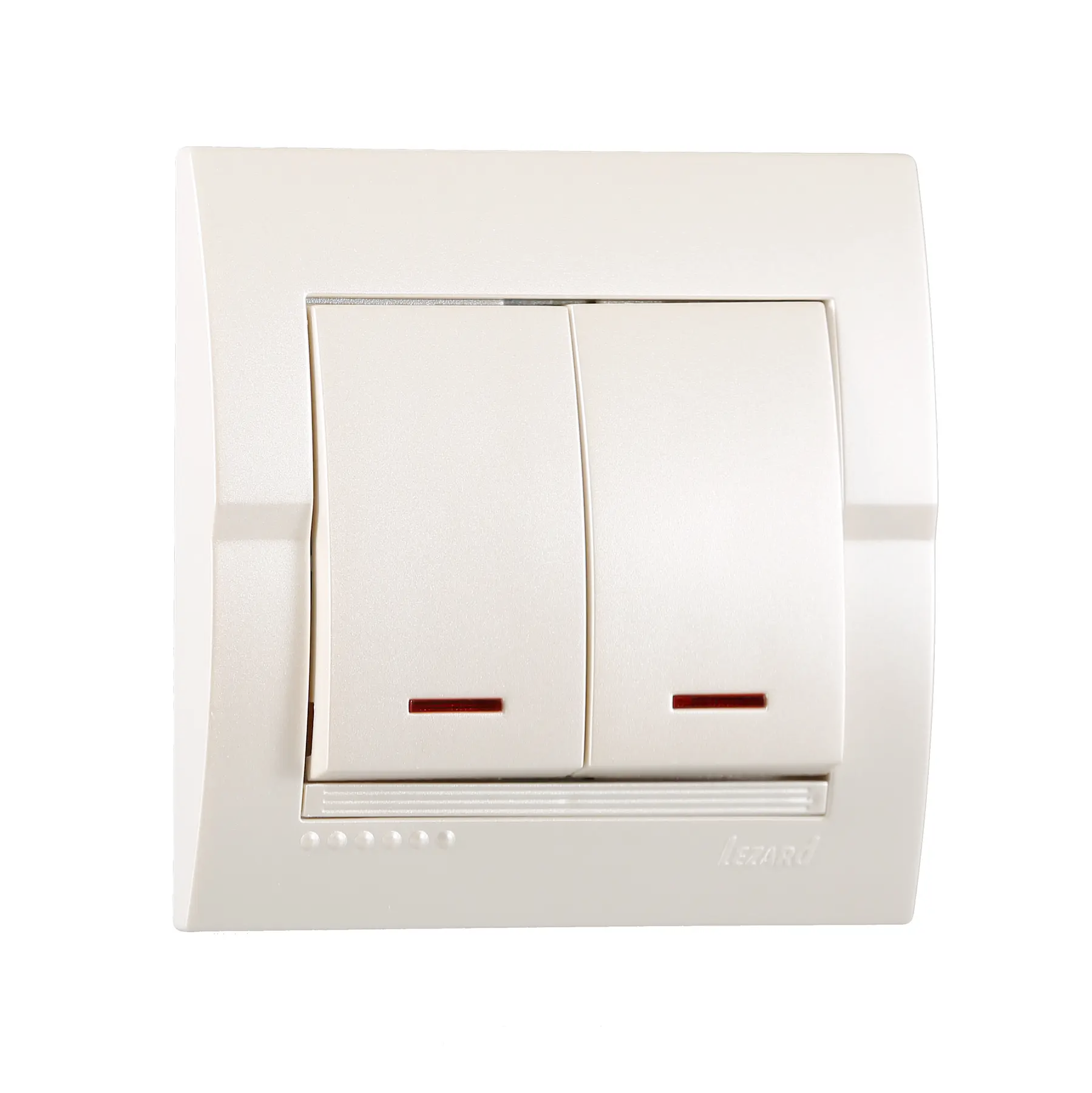 Выключатель Lezard Deriy 2-клавишный с подсветкой Белый металлик