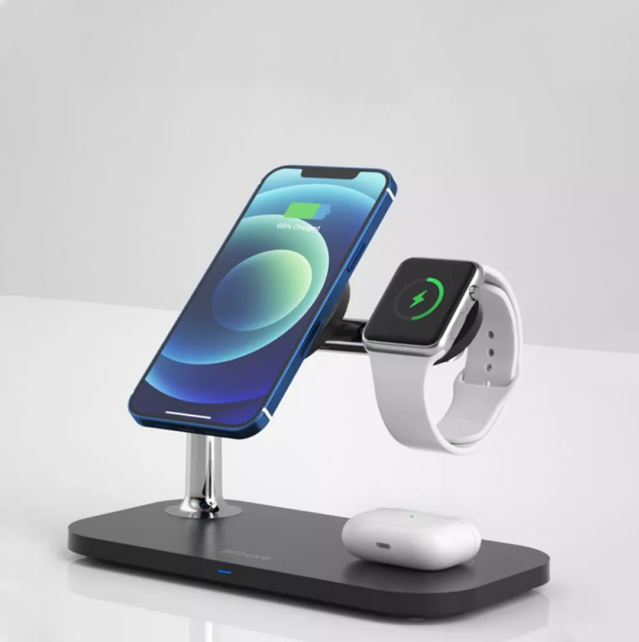 Зарядний пристрій Proove Magnetic Field 3in1 iPhone AirPods Apple Watch Wireless Magnetic Charging Bracket бездротовий 15W Black (WSMF15010001) - фото 10