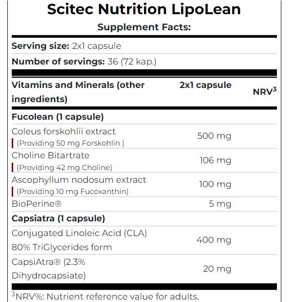 Комплексный жиросжигатель Scitec Nutrition Lipo Lean 72 Caps - фото 2