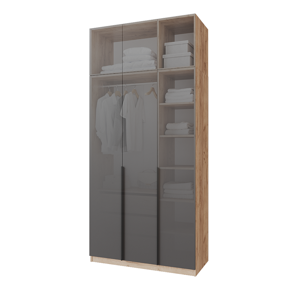 Шафа розпашна з тумбою та антресолью Меблітренд Чиназес Чита-1200.5 1200х500х2550 мм Дуб крафт золотий/Графітовий (27707441) - фото 3 Шафа розпашна з тумбою та антресолью Меблітренд Чиназес Чита-1200.5 1200х500х2550 мм Дуб крафт золотий/Графітовий (27707441) - фото 3