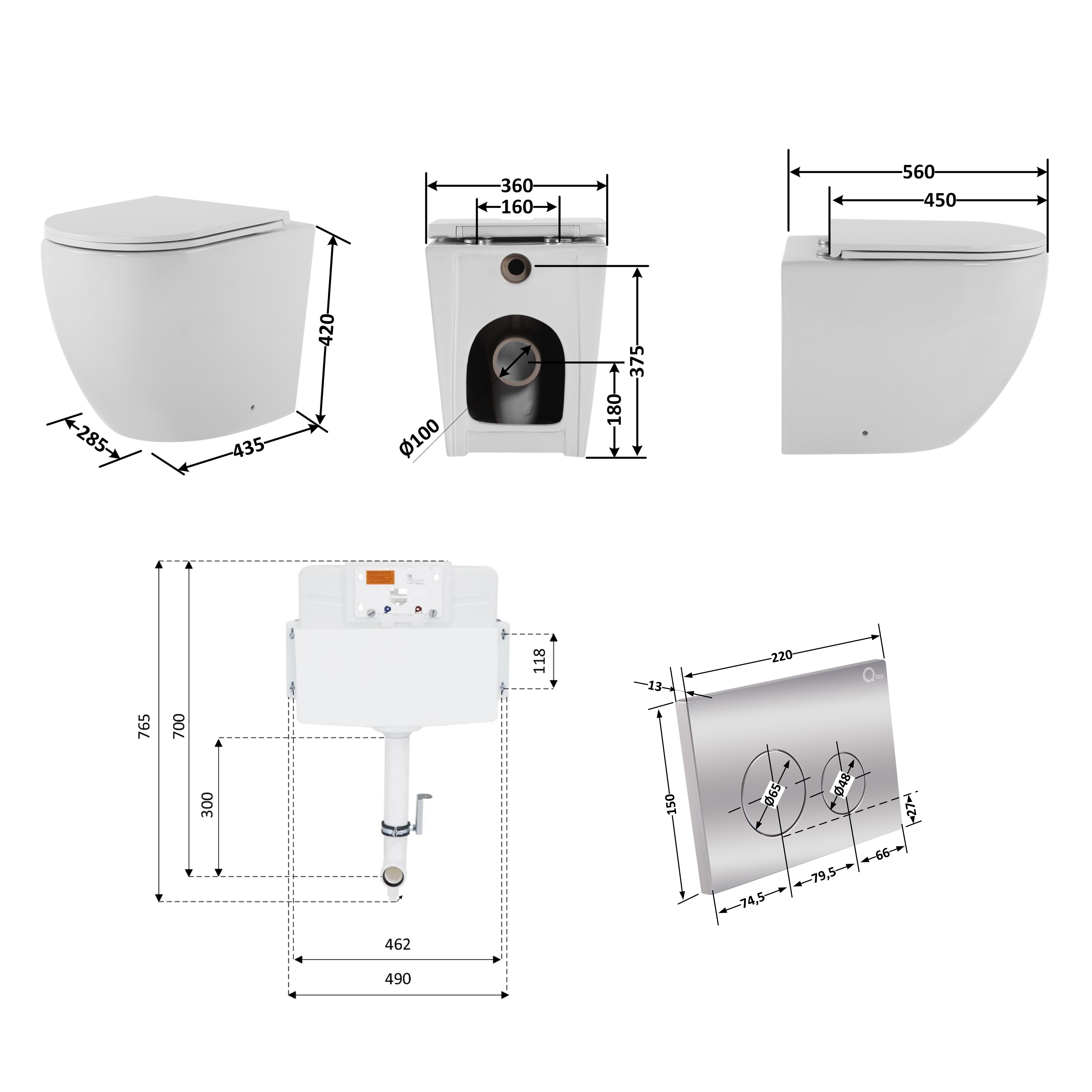 Унитаз Qtap для ванной комнаты/напольный унитаз Robin Ultra Quiet и бачок скрытого монтажа - фото 2