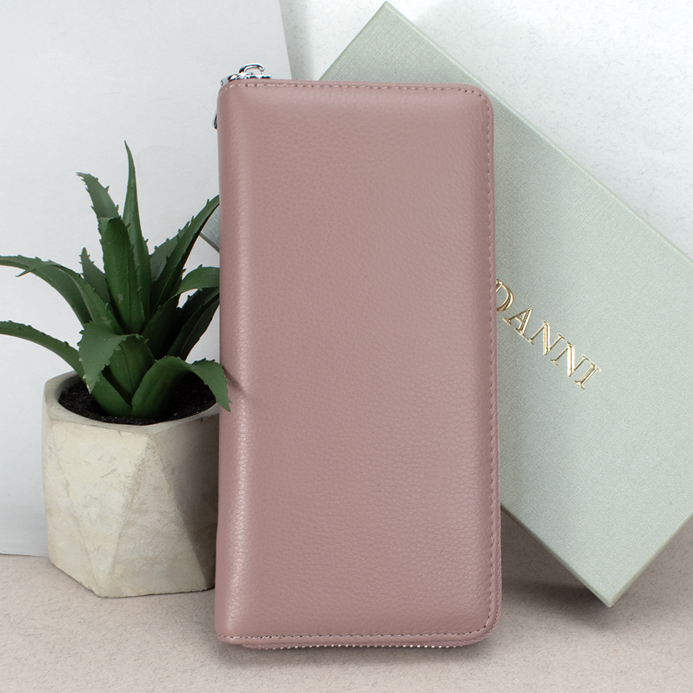 Кошелек женский кожаный Fuerdanni 19600 на молнии Пудровый (2111310379)