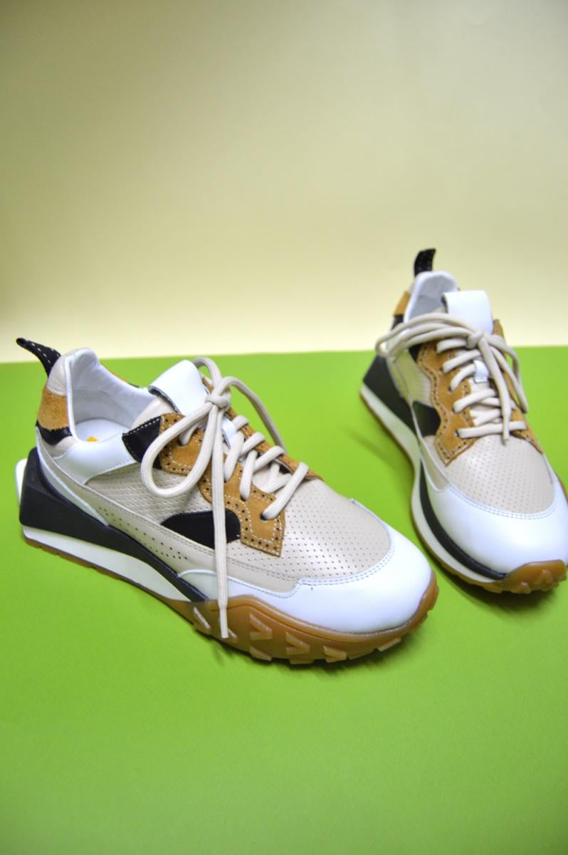 Кросівки жіночі Aquamarin шкіра/замша р. 38 Бежево-біло-чорний (94100760238) - фото 3