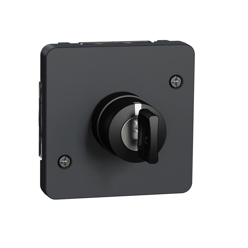 Механізм перемикача Schneider Electric Mureva Styl IP55 з ключем на 3 позиції Чорний (MUR35061)