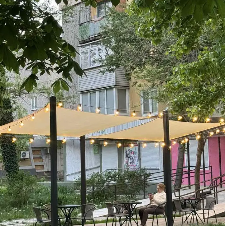 Тент солнцезащитный водонепроницаемый квадратный Оксфорд 3х3 м Бежевый - фото 2 Тент солнцезащитный водонепроницаемый квадратный Оксфорд 3х3 м Бежевый - фото 2