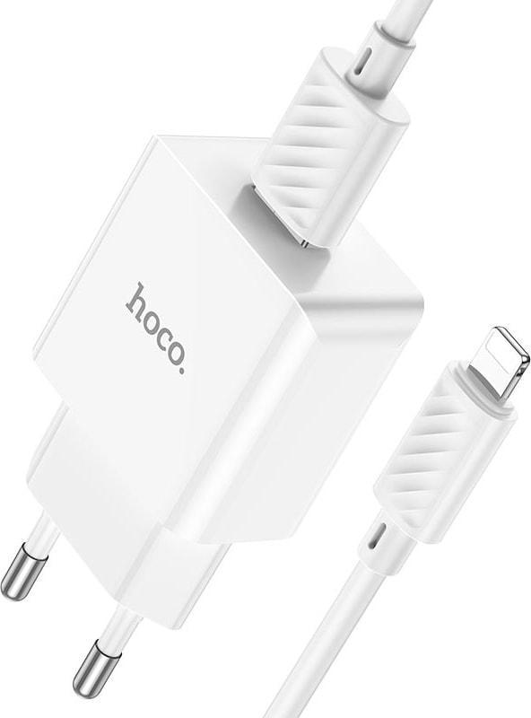 Пристрій зарядний HOCO C106A 1 USB 2,1A кабель Lightning White (36679)