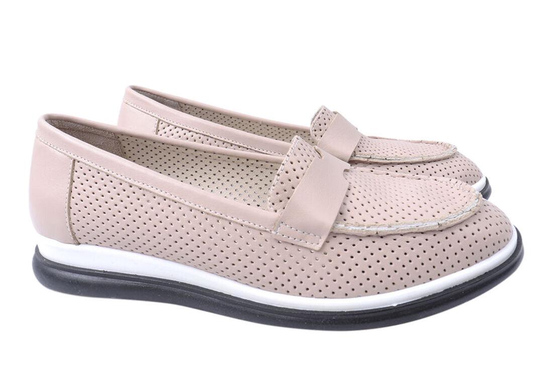 Туфли женские Aquamarin из кожи на низком ходу р. 40 Бежевый (1919-21LTC)