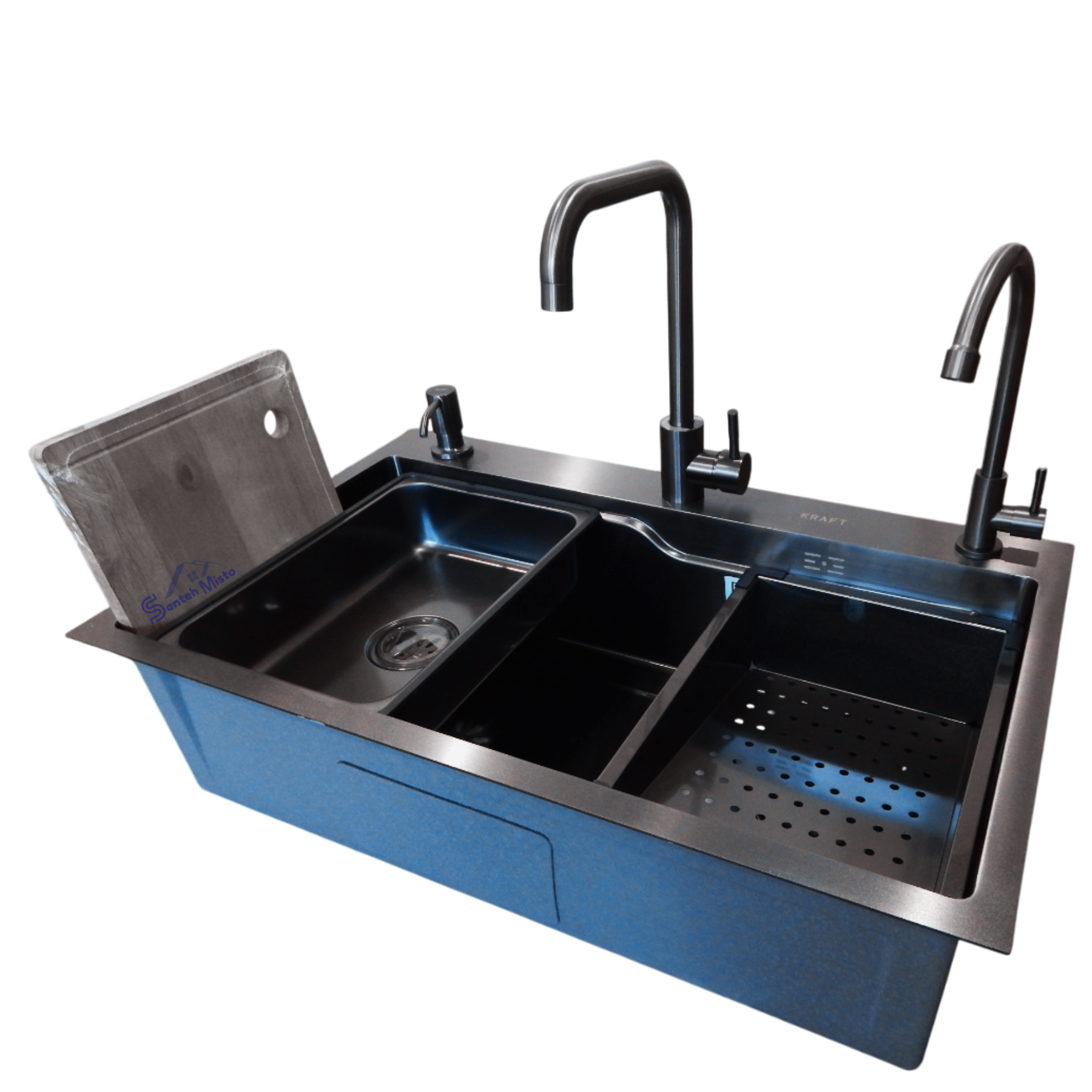 Комплект кухонной мойки Kraft HM 7546 NANO Black (37968)