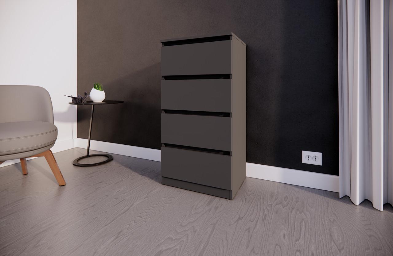 Комод MEBEX на 4 шухляди 50х40х100 см Сірий темний (VM4B500DG) - фото 3 Комод MEBEX на 4 шухляди 50х40х100 см Сірий темний (VM4B500DG) - фото 3