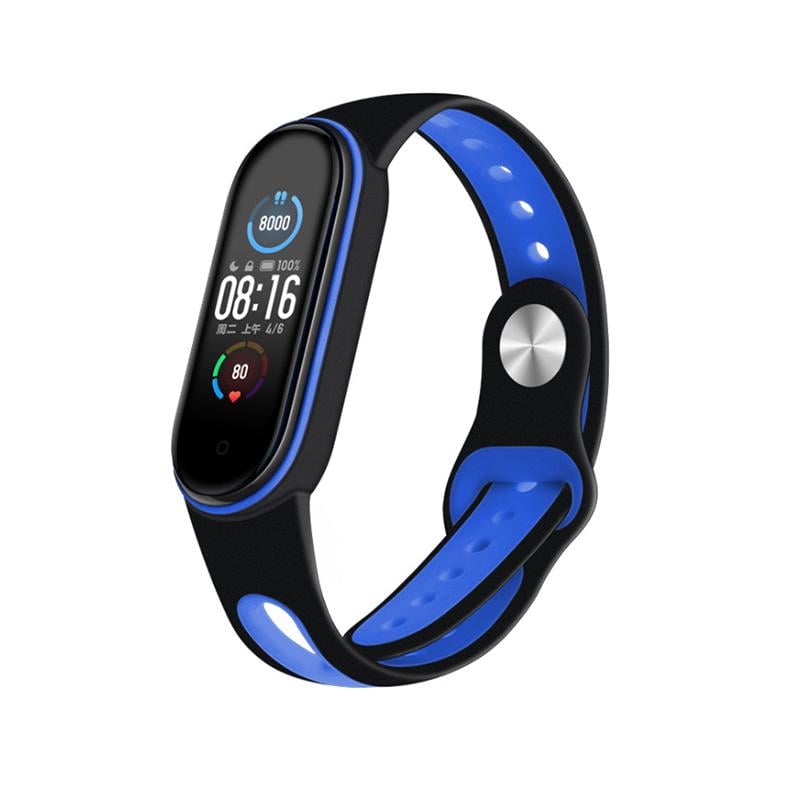 Ремешок Sport Style BeCover для Xiaomi Mi Smart Band 5/Mi Smart Band 6 Black/Deep Blue (705166) - фото 1