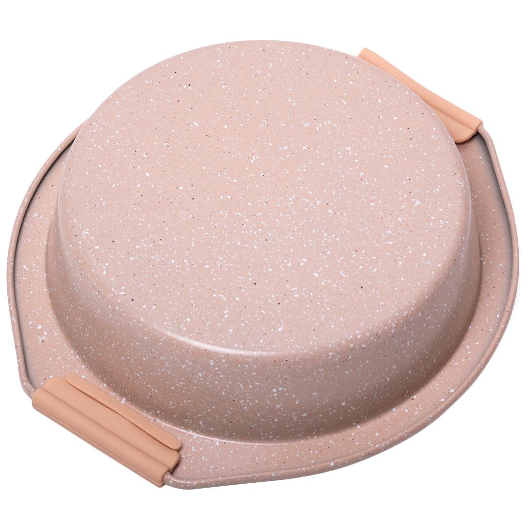 Форма кругла для запікання із силіконовими ручками Kamille КМ-6034А із вуглецевої сталі 28,5х26,5 см Бежевий мармур (150-84-6034А.1) - фото 3 Форма кругла для запікання із силіконовими ручками Kamille КМ-6034А із вуглецевої сталі 28,5х26,5 см Бежевий мармур (150-84-6034А.1) - фото 3