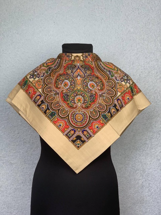 Платок шерстяной Писанка Кремовой (29439566)