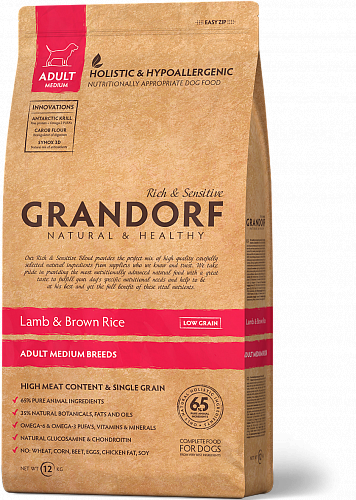 Корм сухой гипоаллергенный для собак Grandorf Lamb & Brown Rice Medium Breed 12 кг (24148790)