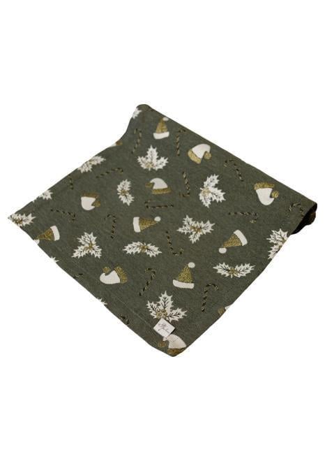 Дорожка жаккардовая с люрексом Шапочки 40x140 см Зеленый (36820)