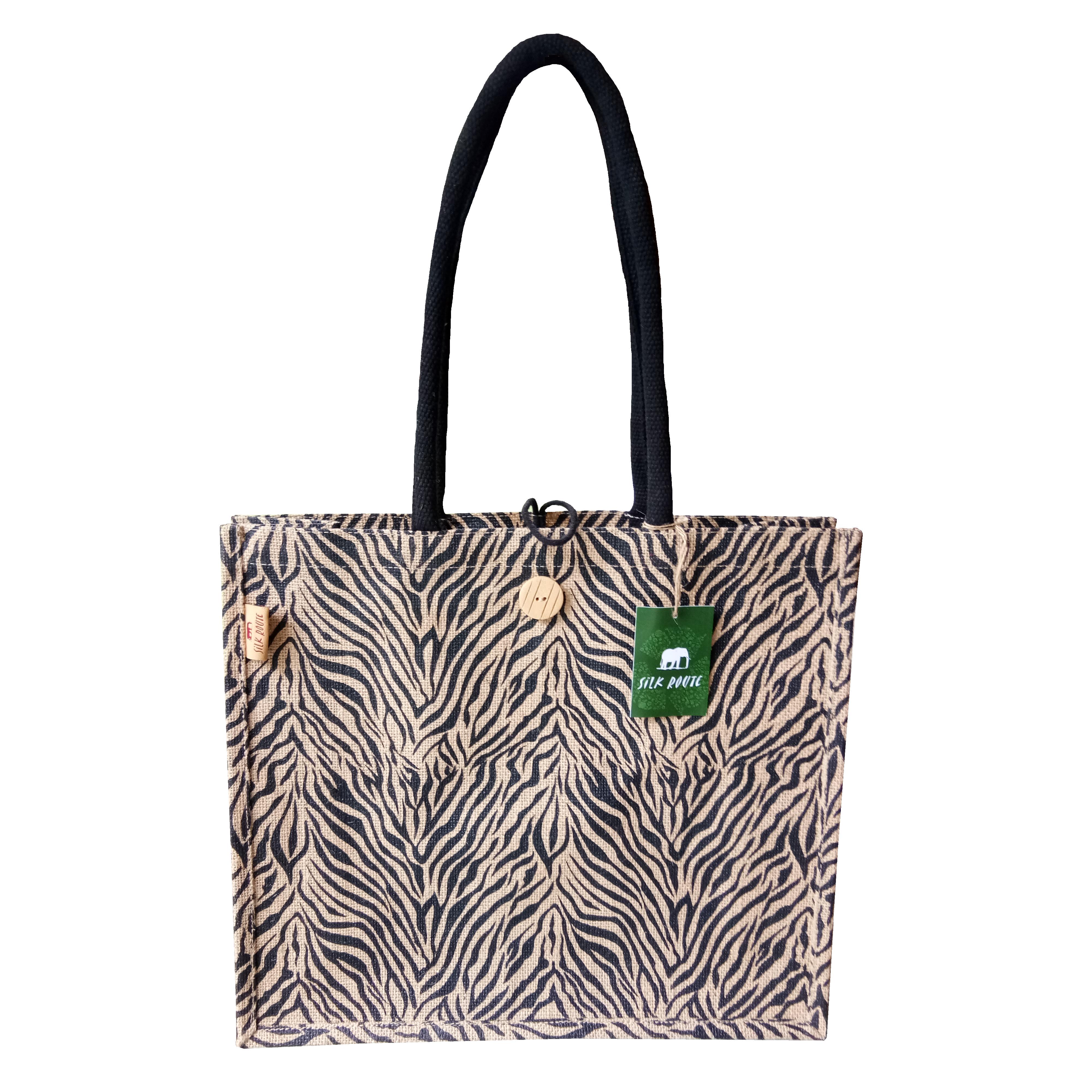 Сумка джутовая натуральная шоппер эко зебра Silk Route (1032) Сумка джутовая натуральная шоппер эко зебра Silk Route (1032)