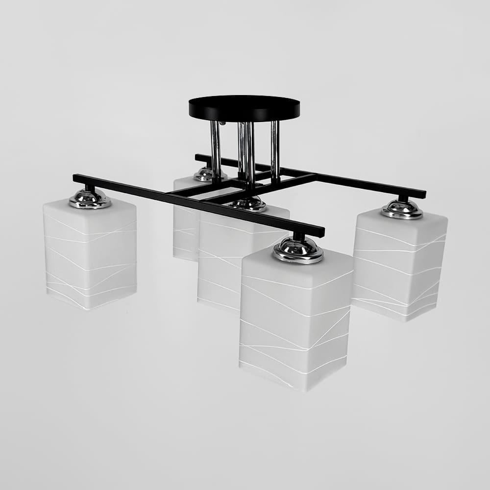 Светильник прямоугольный плафонный на 5 ламп 43х34 см Черный (6944/5 BK+CH)