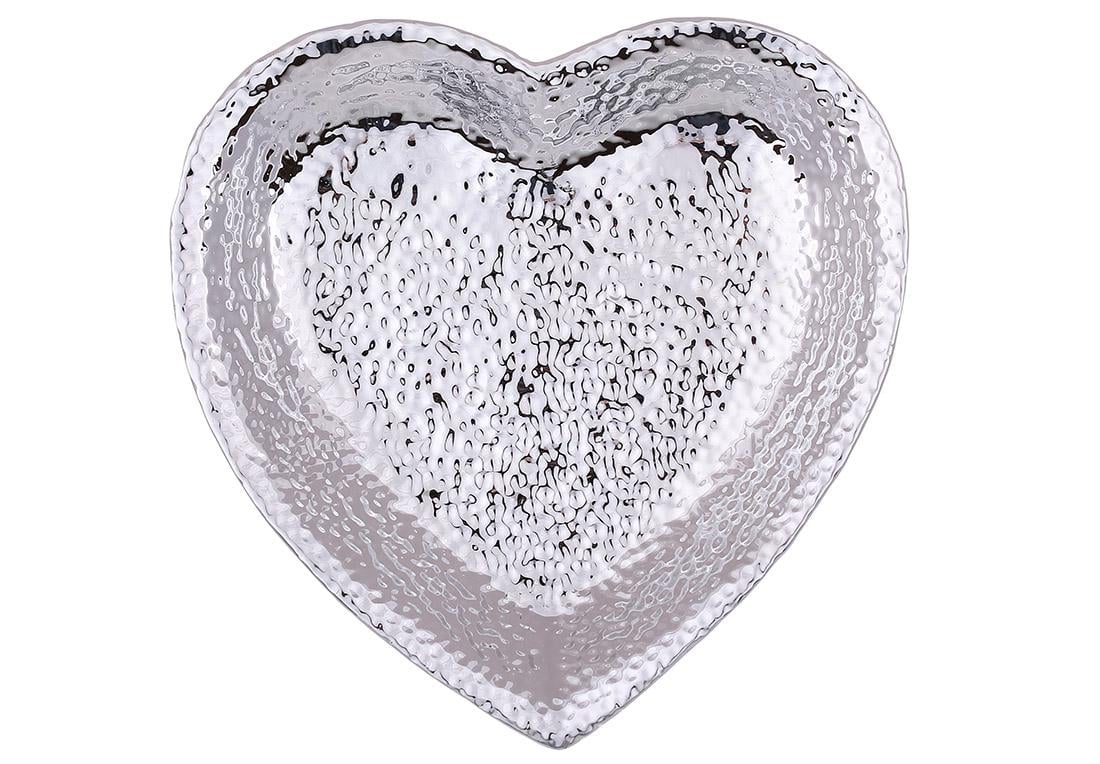 Блюдо декоративное фарфоровое Сердце 18 см Серебро (727-548) - фото 1