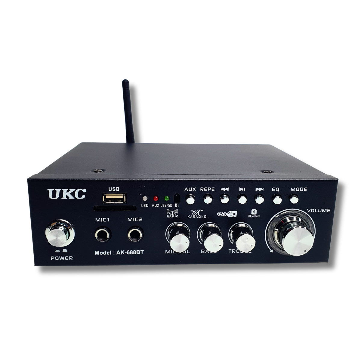 Стереопідсилювач з пультом Bluetooth портативний двоканальний Чорний (PKA-68-BT)