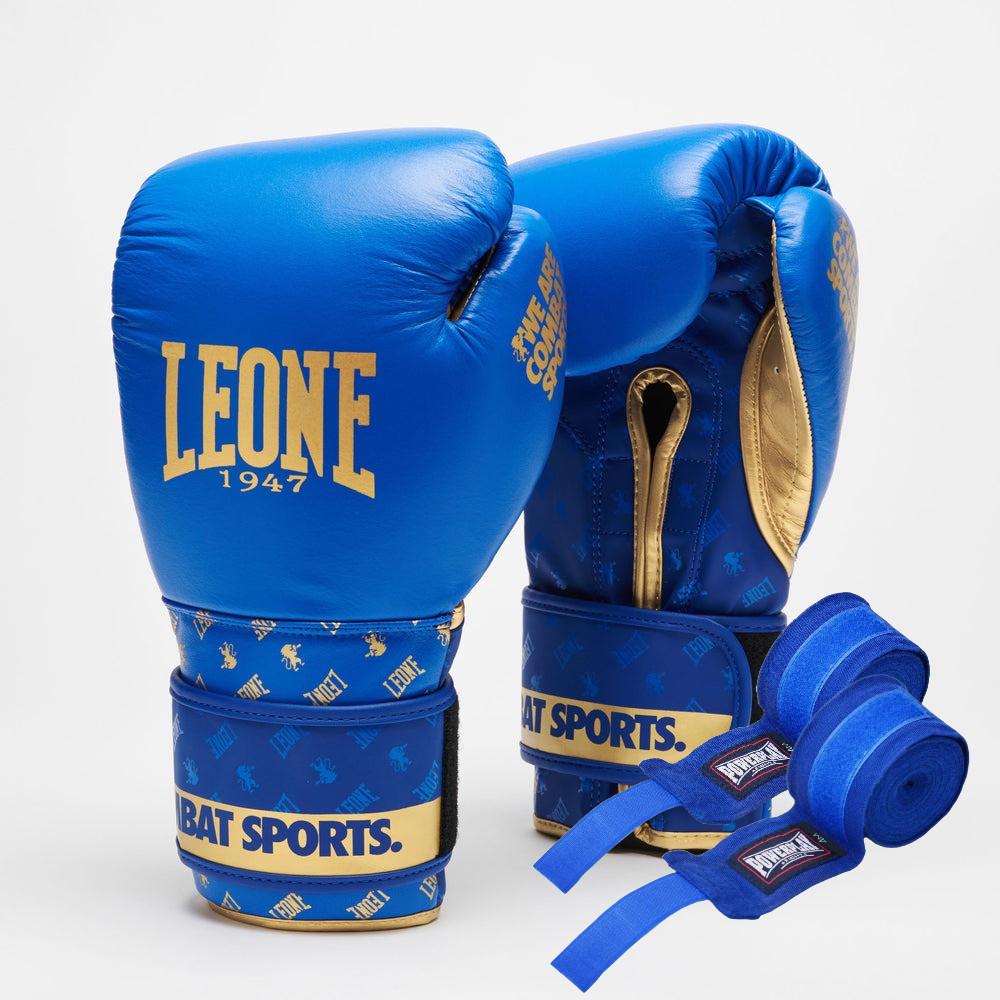 Боксерские перчатки Leone GN220 DNA 10 унций бинты 4 м в комплекте Blue (3019812510)