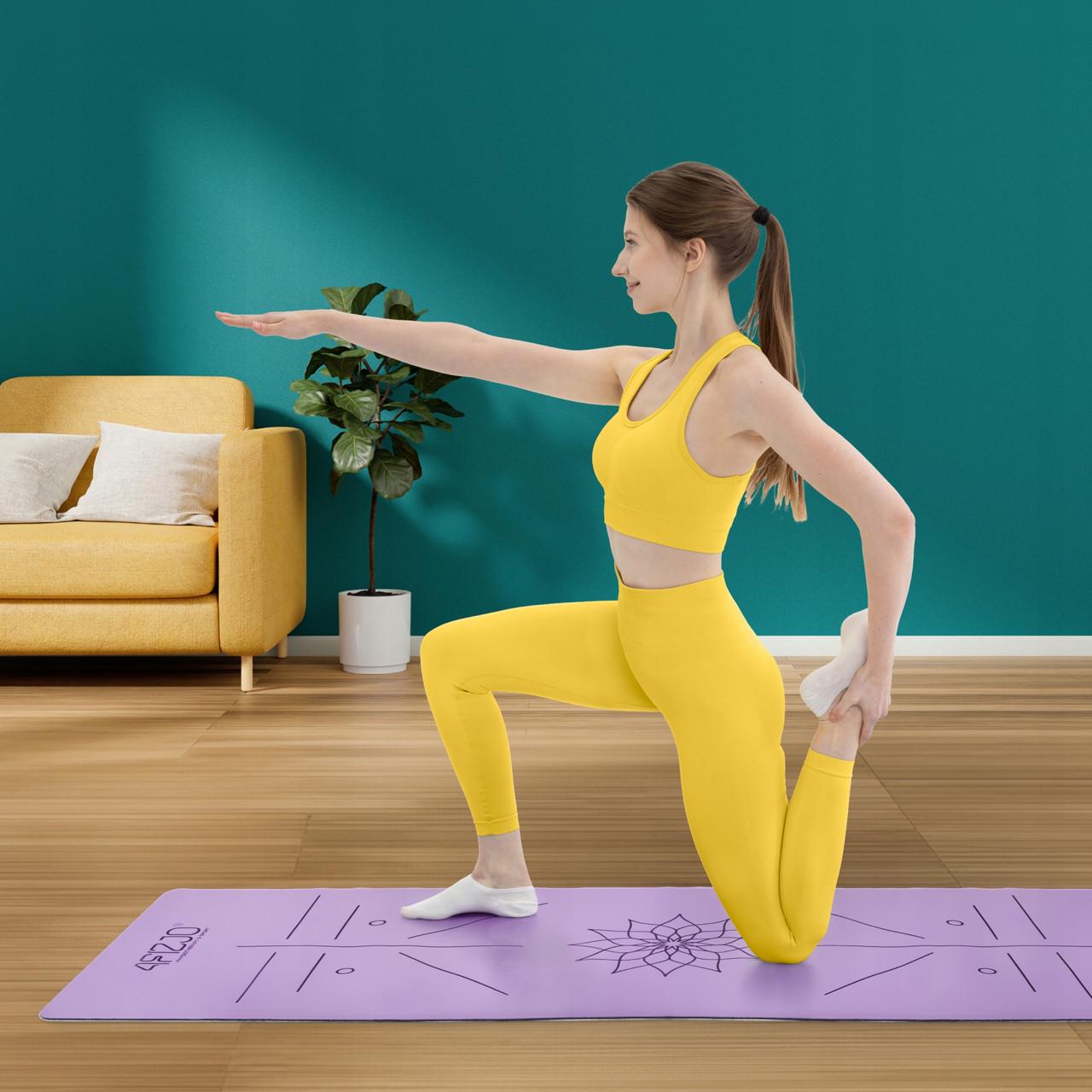 Коврик спортивный 4fizjo PU для йоги и фитнеса 183x61x0,4 см Violet (P-5907739319548) - фото 3