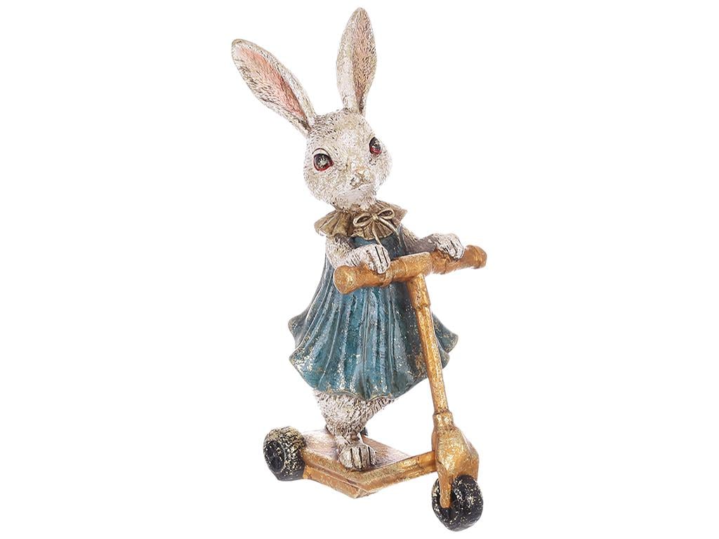 Статуэтка декоративная Кролик-девочка на самокате 15x9x25 см (BDI-419-310)