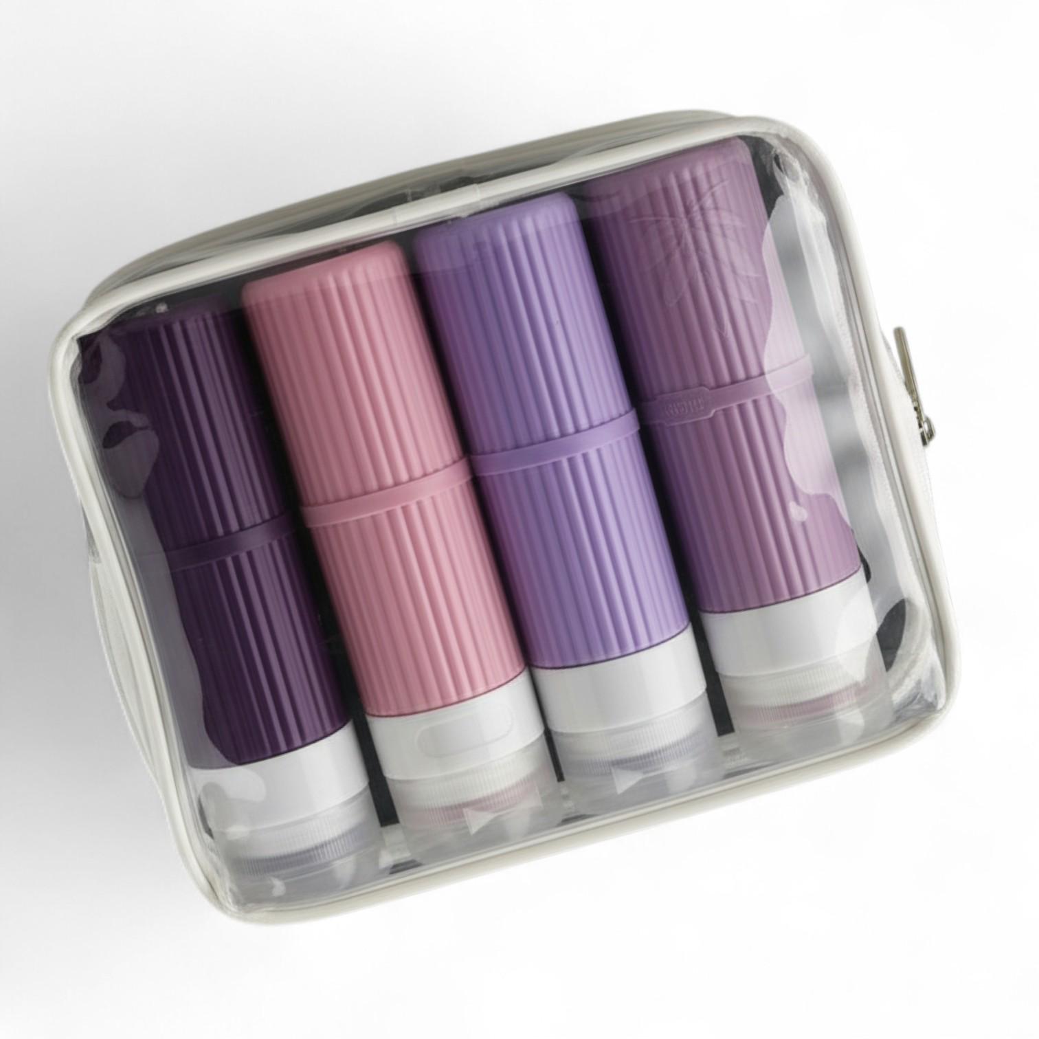 Дорожный набор флаконов для косметики Univerza силиконовый 4 шт. по 90 мл Фиолетовый - фото 1