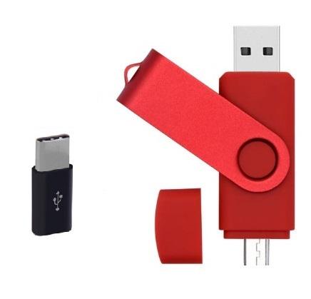 Флешка Jaster Plain 128 Гб USB/micro USB Flash drive + переходник Type-C Красный - фото 1