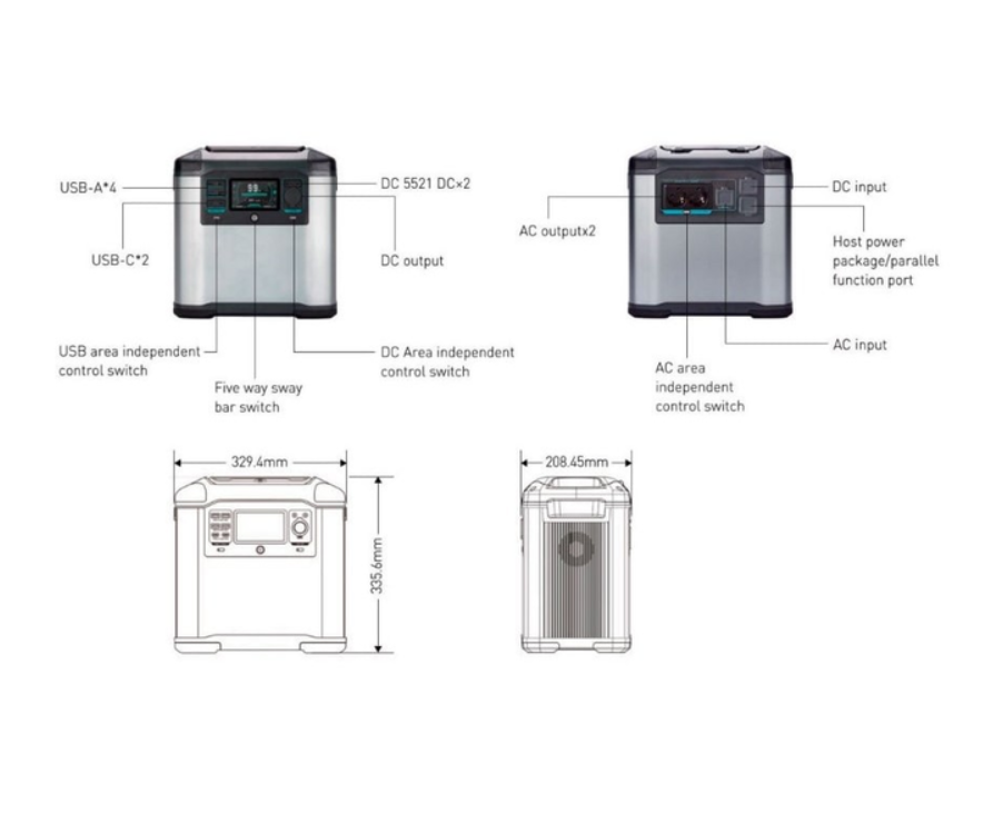 Зарядная станция FlashFish P25 MAX 2200 Вт 1935 Вт/ч Черный (FF-P25MAX ) - фото 3