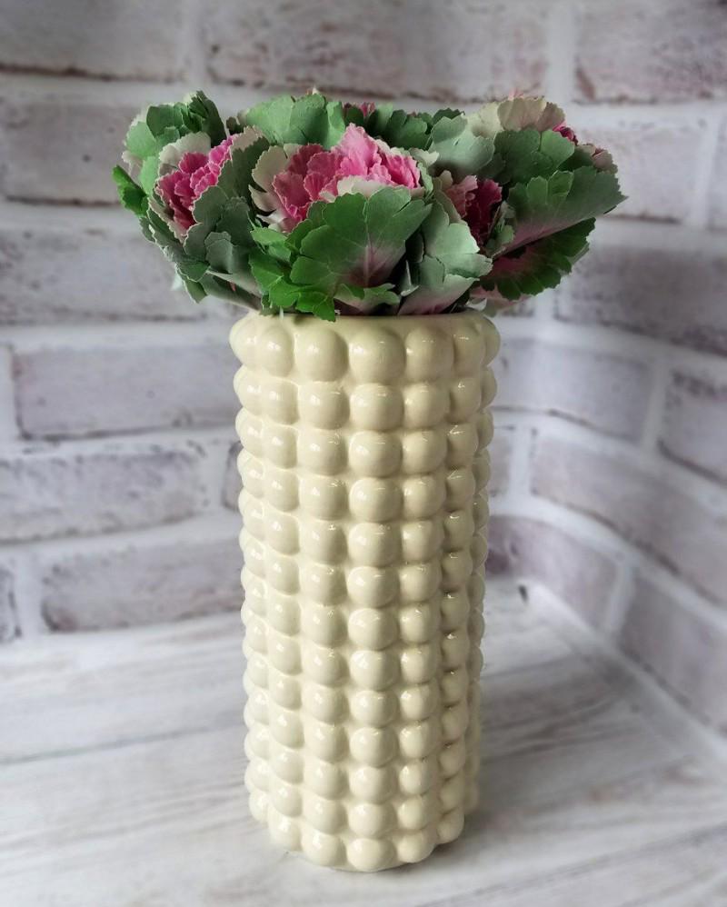 Ваза керамическа Бамбл глянец 33 см Бежевый