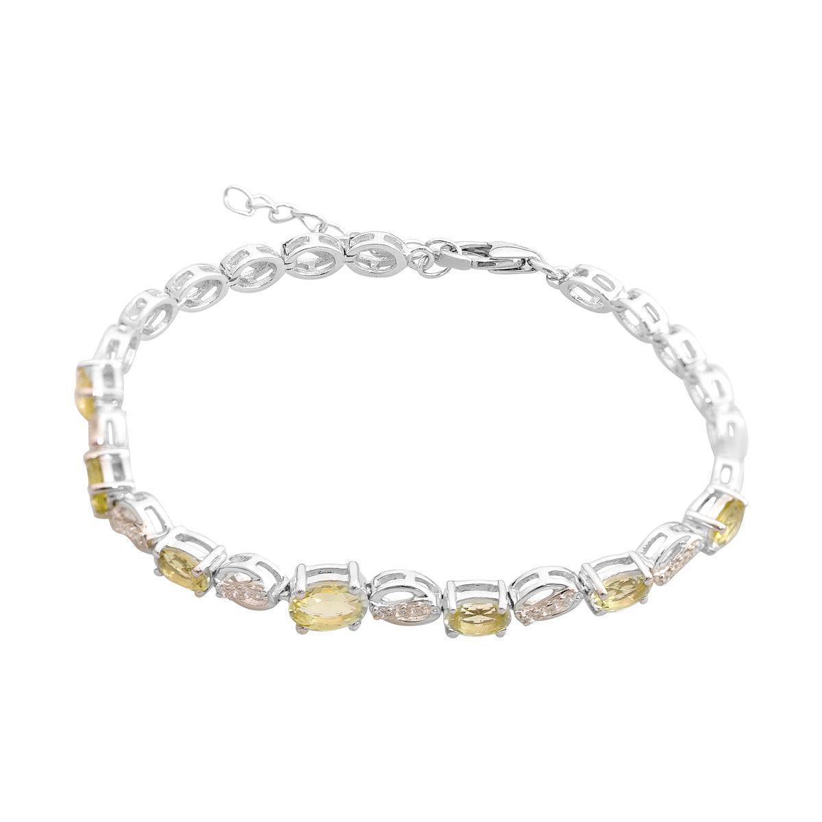 Браслет серебряный с Натуральным зеленим кварцем 3,482 ct 8,21 г 17 см (2166603)