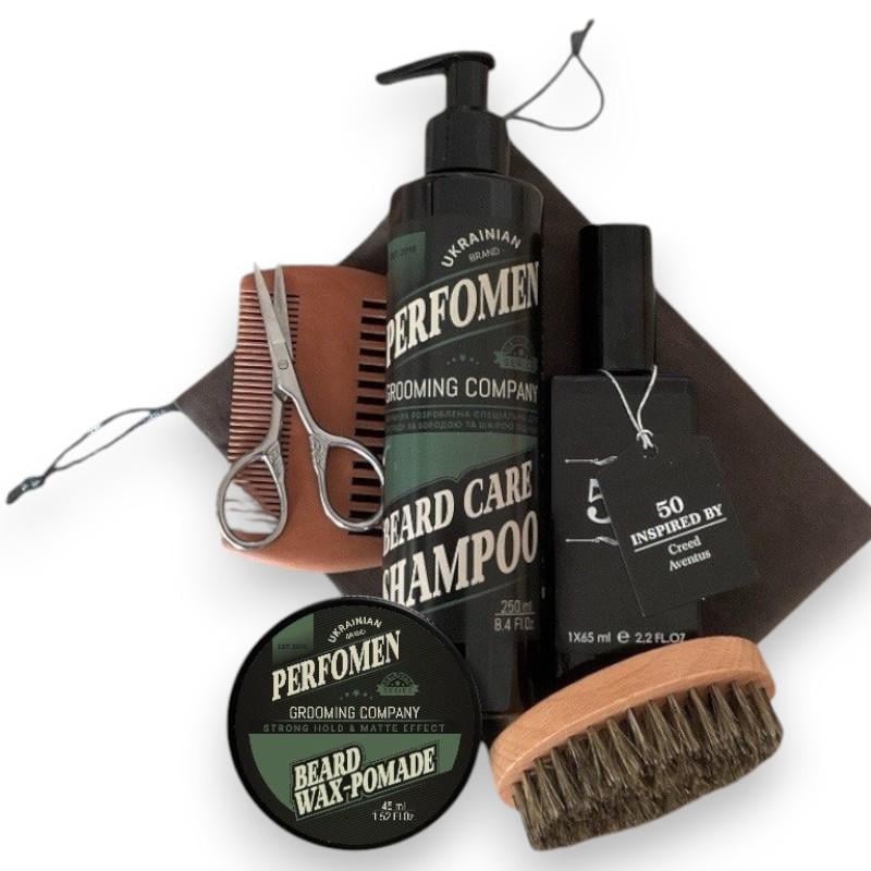Набор по уходу за бородой и телом шампунь PerfomeN/воск/парфюм Creed Aventus (0006МВ)