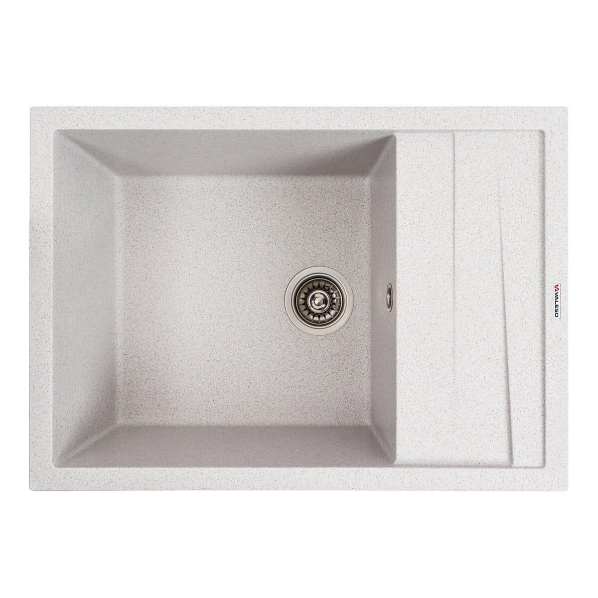 Мийка гранітна Valeso Cascada врізна прямокутна матова 700х500 мм Білий