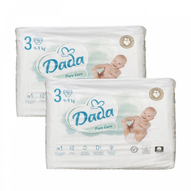 Подгузники детские Dada Pure Care 3 4-9 кг 80 шт. (72678736)