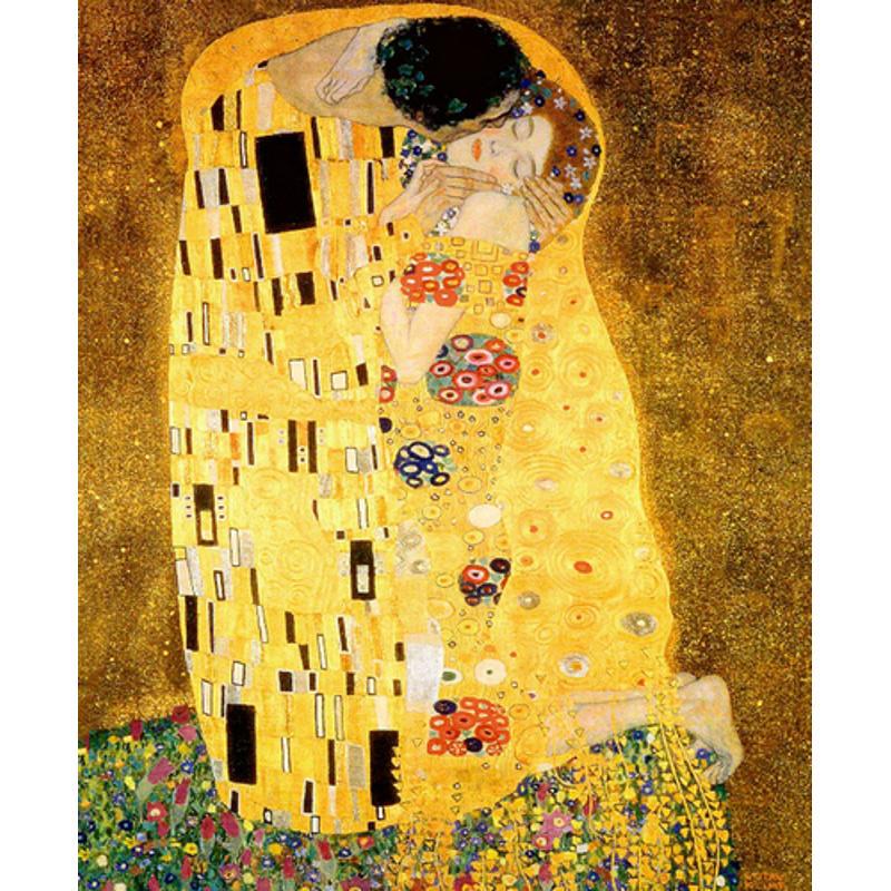 Алмазна мозаїка Strateg Преміум Густав Клімт Поцілунок без підрамника 40x50 см (Str-GC73118)