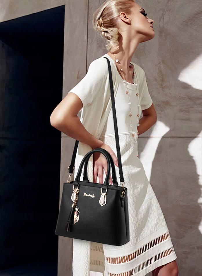 Набір сумок жіночі шкіра 2 шт. Чорний - фото 5 Набір сумок жіночі шкіра 2 шт. Чорний - фото 5