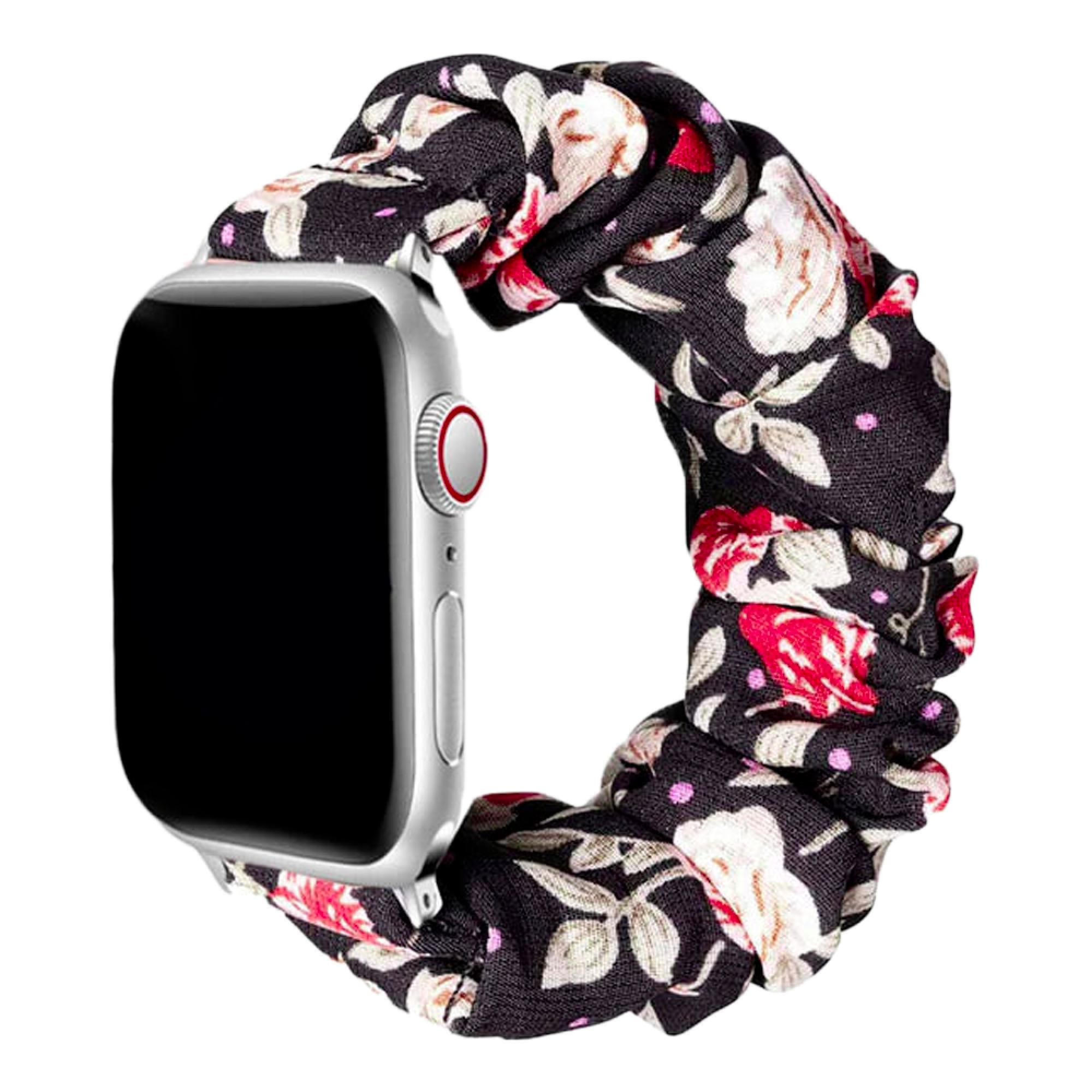 Ремінець резинка для Apple Watch 49 мм Black/Red Flower (13961247)