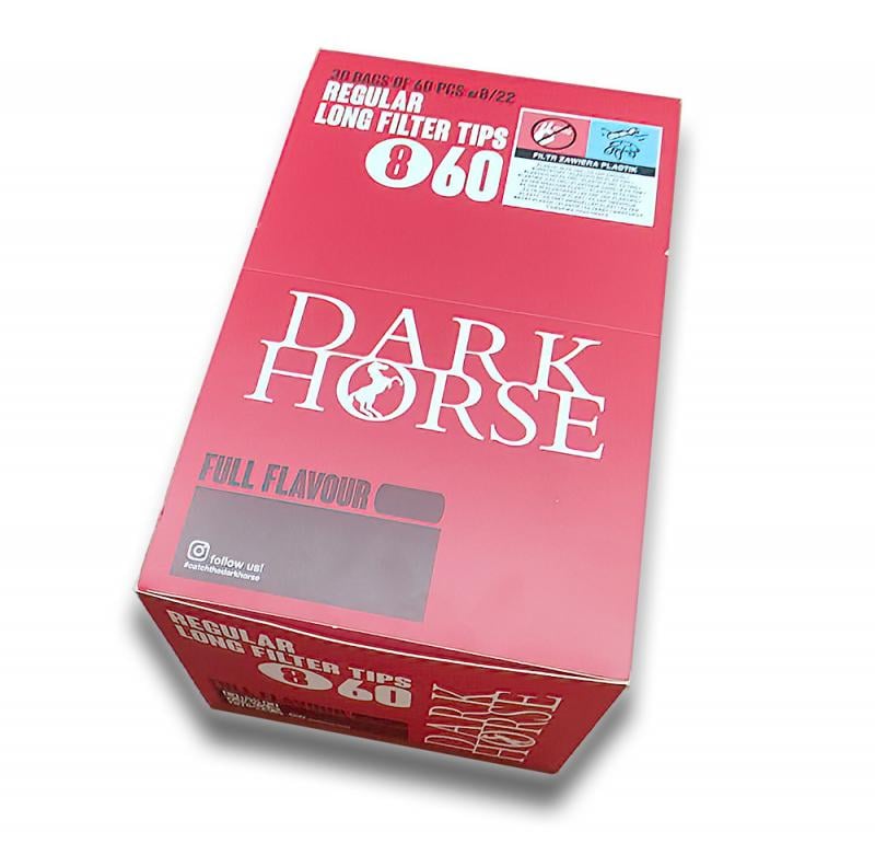 Блок фільтрів для самокруток 8 мм Dark Horse Regular Long 30 пачок 60 шт. - фото 1