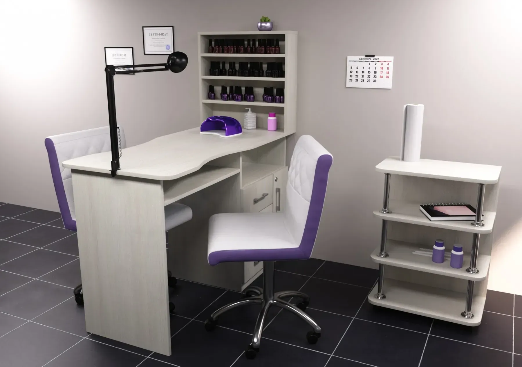 Стол маникюрный Kontinent СМ-1 правый 1230х550х1264 мм Дуб Шамони Светлый (29068018) - фото 3