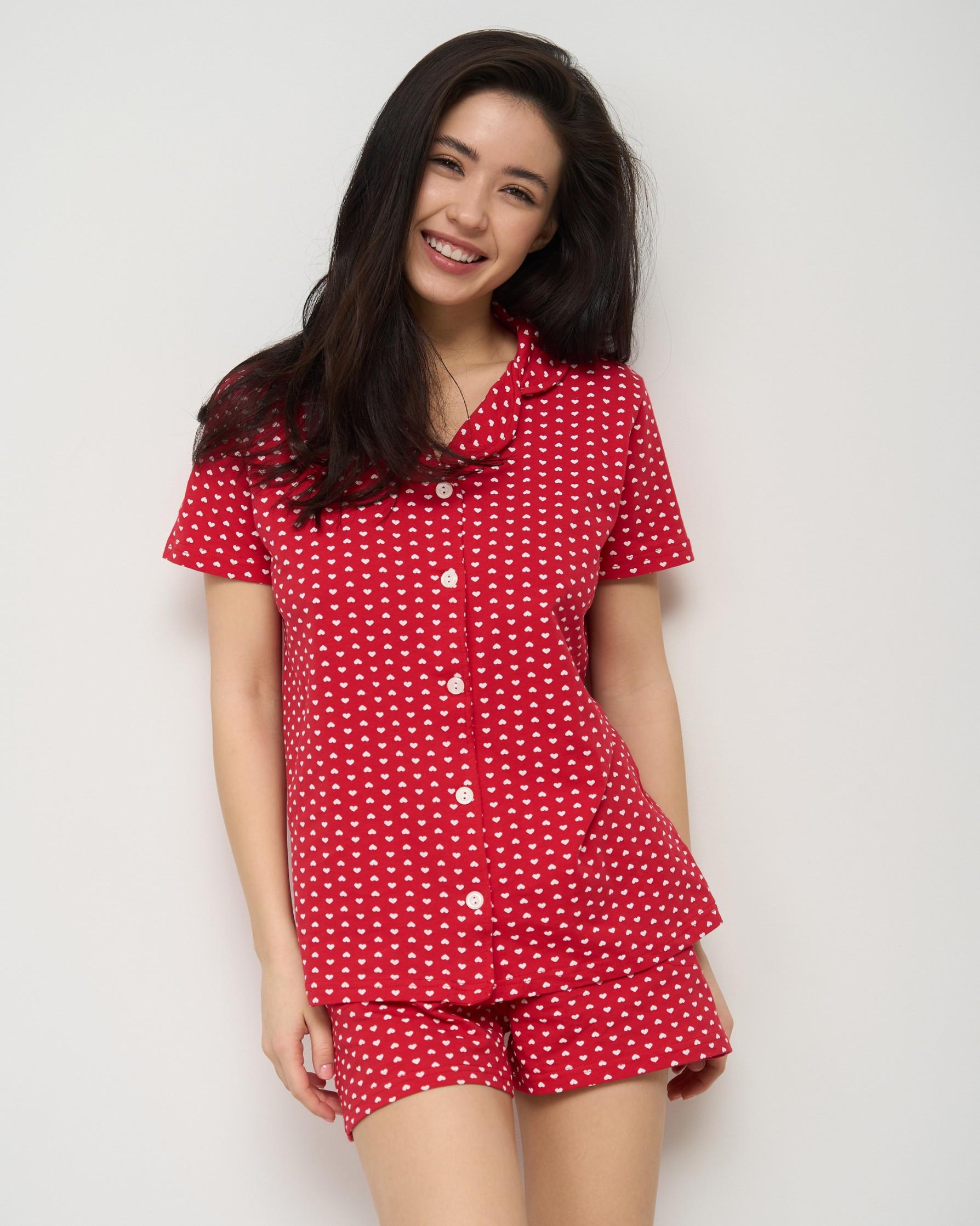 Комплект женский с шортиками мелкие сердца M Красный (60205_M) - фото 8 Комплект женский с шортиками мелкие сердца M Красный (60205_M) - фото 8
