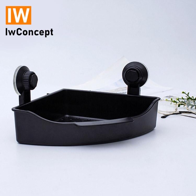 Угловая полка в ванную IwConcept RS-10 на присосках Black - фото 8