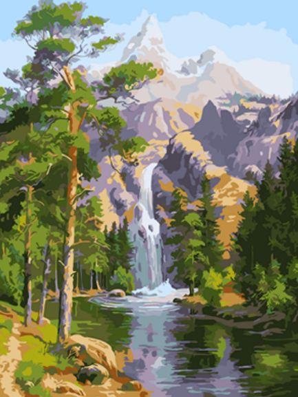 Картина по номерам Josef Otten Пейзаж Горный водопад 40х50 см в термопакете (9548PH_O-mt)