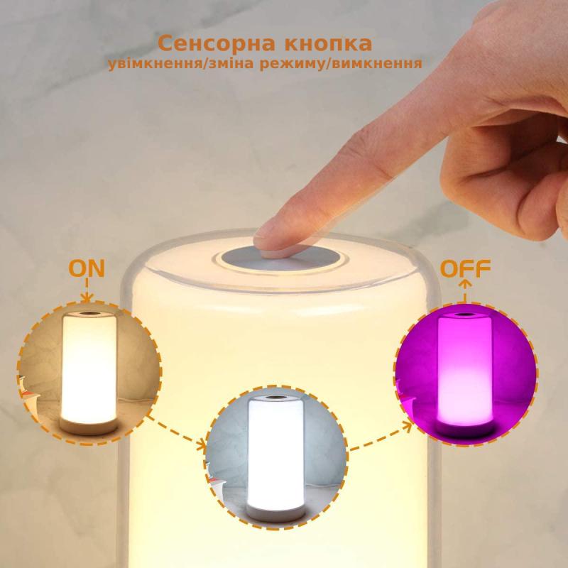 Лампа многоцветная Touch Control Table Lamp W1 с регулировкой яркости сенсорная 250 LM, 2800-6500K 3309400 - фото 3