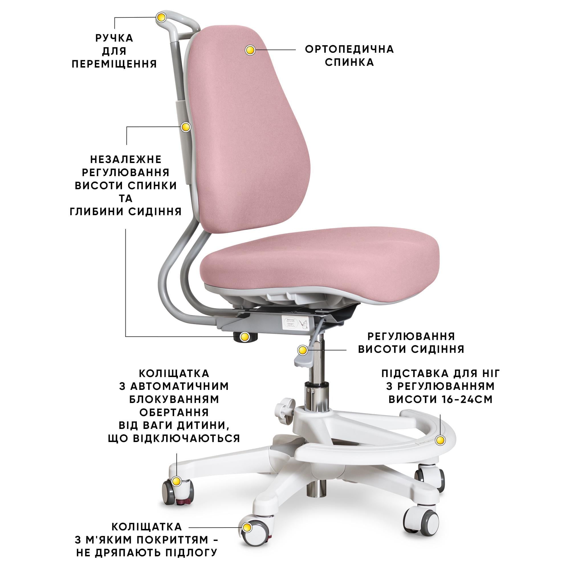 Дитяче крісло Evo-Kids Mio Ergo Lite Dark Pink (Y-507 Lite DP) - фото 5