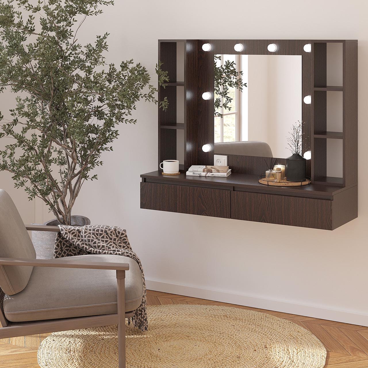 Туалетний столик New and Classic підвісний із підсвічуванням 1000х1200х400 мм Венге магія (ТЗ-Флай-4)