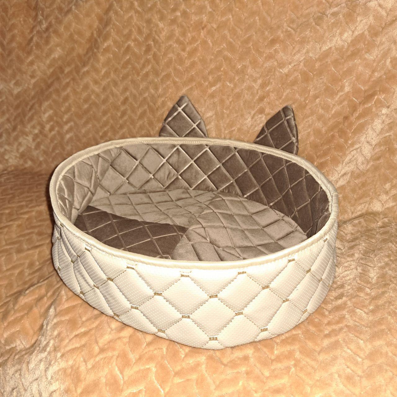 Лежак для кошек d 30 см Бежевый с коричневым - фото 2