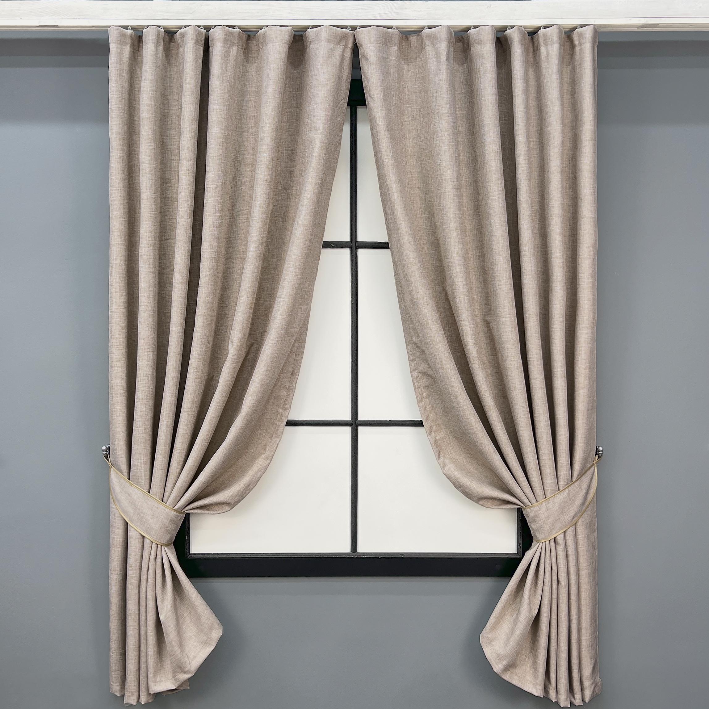 Комплект коротких штор VR-Textil ALORA-TON №1922ш 130х170 см лен 2 шт. Бежевый (35-0439)