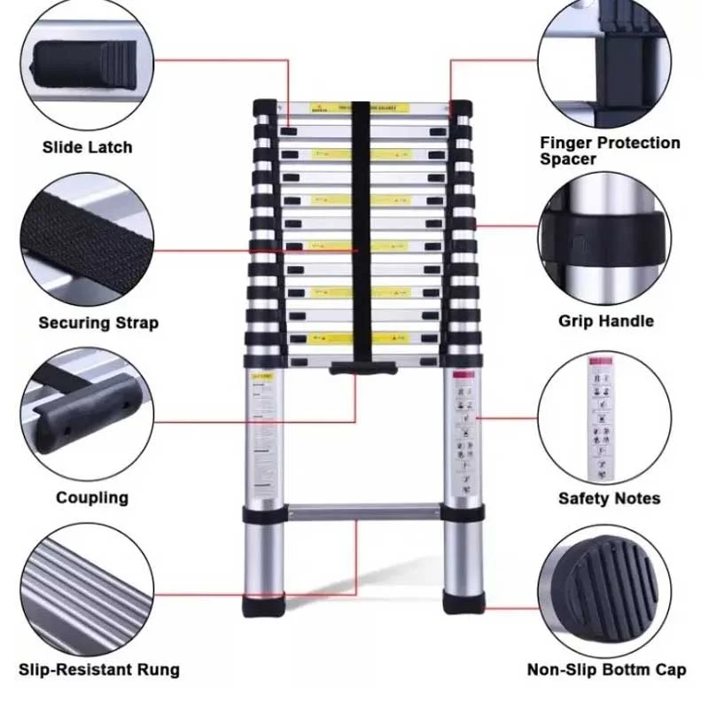 Драбина телескопічна подвійна 7 сходинок 2,2 + 2,2 м - фото 4 Драбина телескопічна подвійна 7 сходинок 2,2 + 2,2 м - фото 4