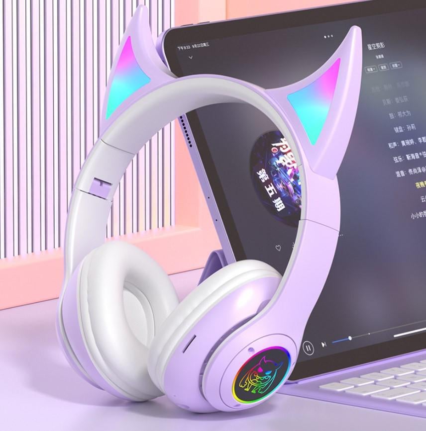 Наушники STN-25 с ушками и подсветкой беспроводные Фиолетовый (2104618666) - фото 10 Наушники STN-25 с ушками и подсветкой беспроводные Фиолетовый (2104618666) - фото 10