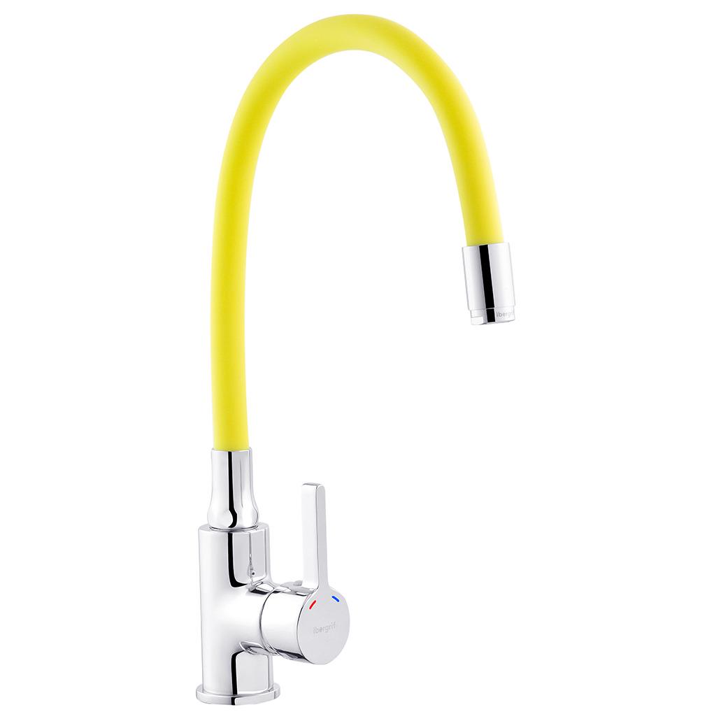 Смеситель для кухни IBERGRIF M22112-4 CV028496 с гибким изливом Желтый (148297)