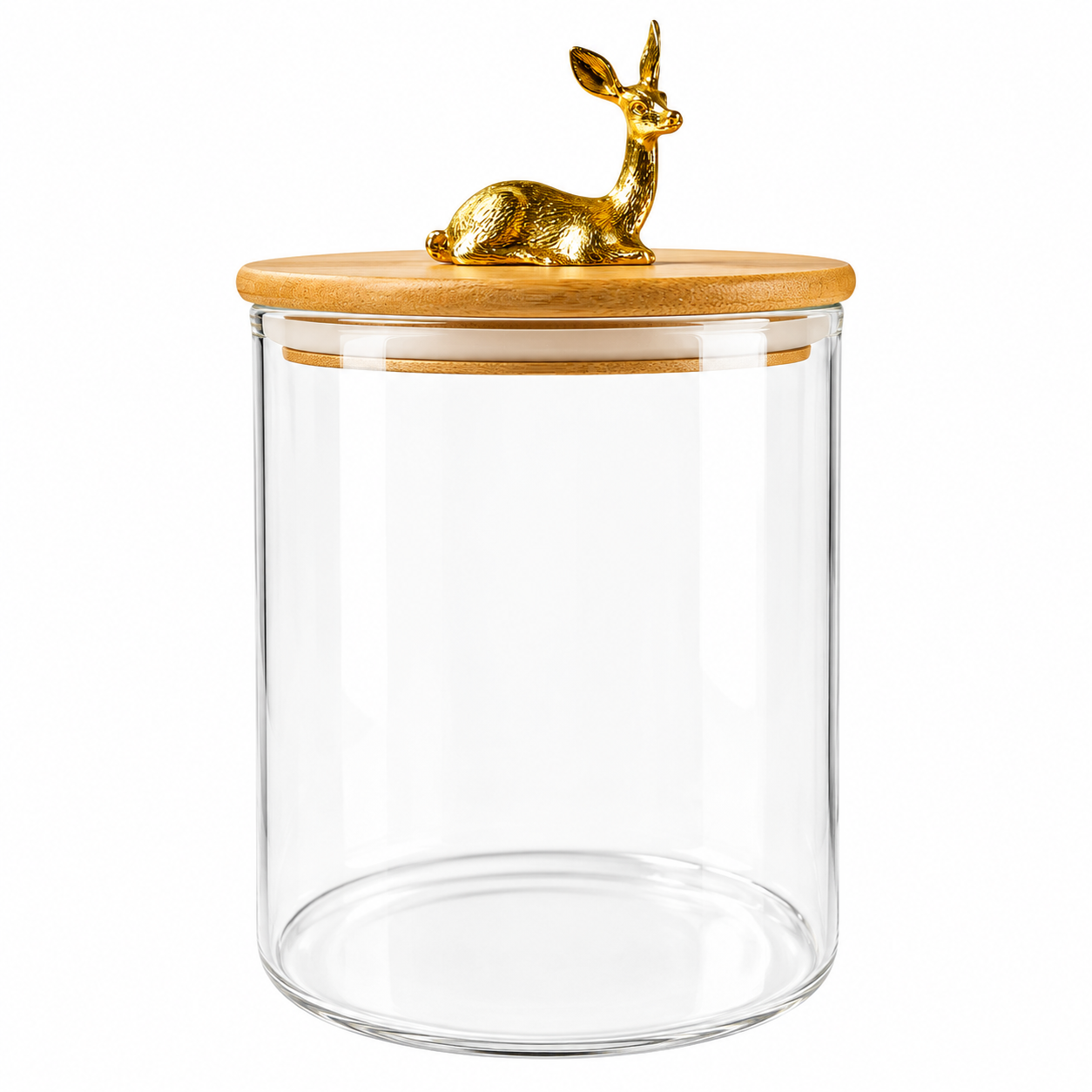 Банка для зберігання Royal Stag GK-5438 скло з бамбуковою кришкою та декоративною ручкою 2200 мл Прозорий (3216046381)